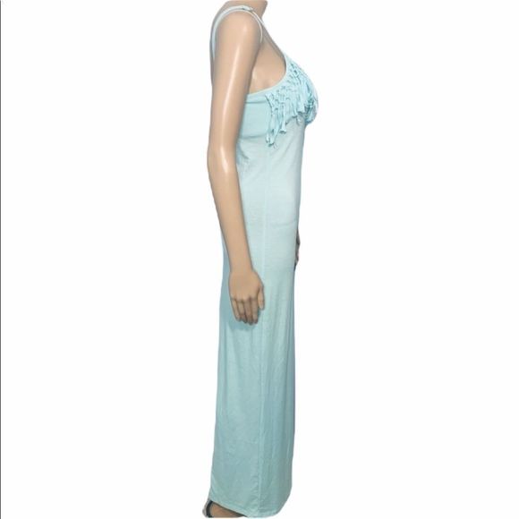 Stain NWT Rebel Sky Fringe Maxi Dress S Bliss Blue - Picture 4 of 16